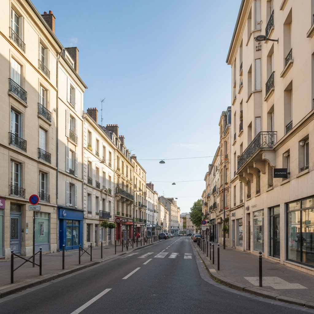 Vue aérienne de Cergy avec des maisons et des immeubles, illustrant le marché immobilier